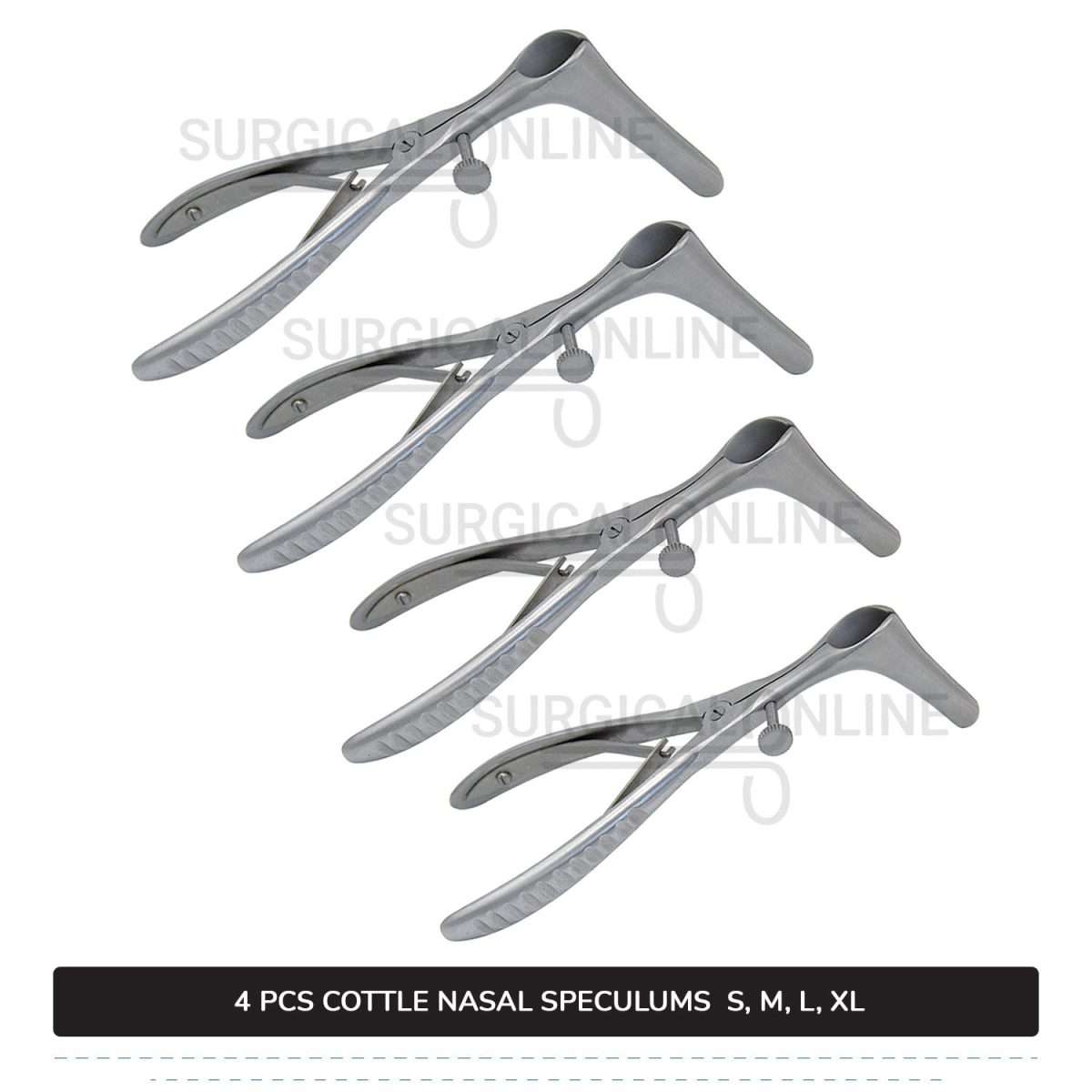 4 Pcs Cottle Nasal Speculum Set With Set Screw Small, Medium, Large, & X-Large Blades