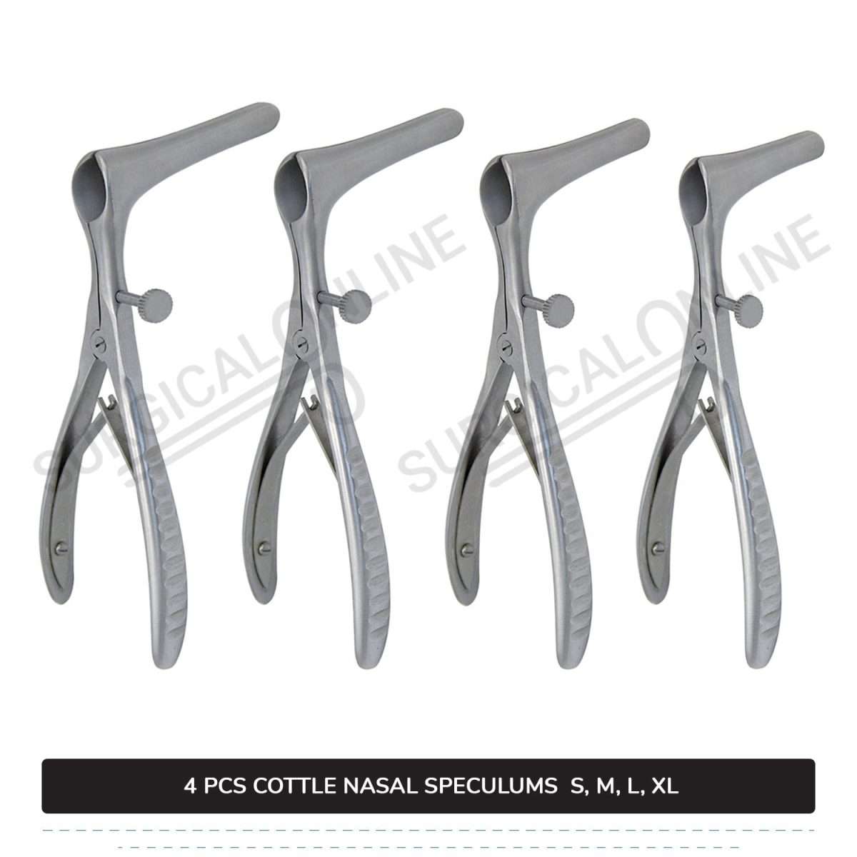 4 Pcs Cottle Nasal Speculum Set With Set Screw Small, Medium, Large, & X-Large Blades