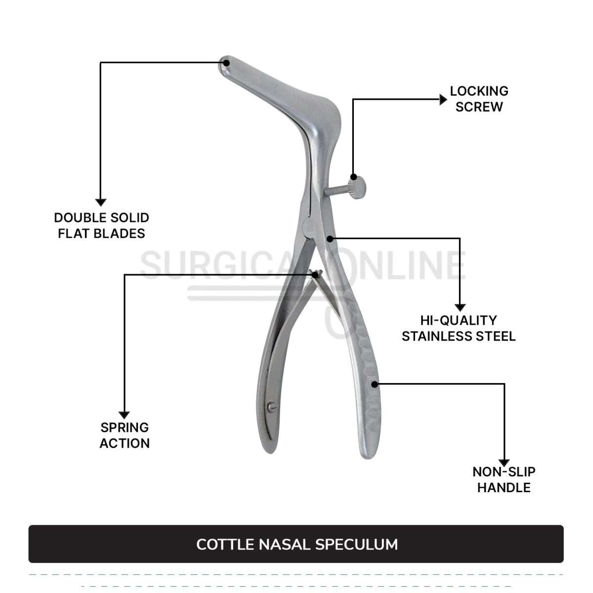 4 Pcs Cottle Nasal Speculum Set With Set Screw Small, Medium, Large, & X-Large Blades