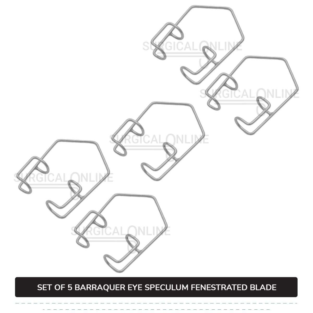 5 Pcs Barraquer Eye Speculum Set S, M, L, XL, & XXL with 2 Closed Wire Fenestrated Blades Ophthalmic Instruments