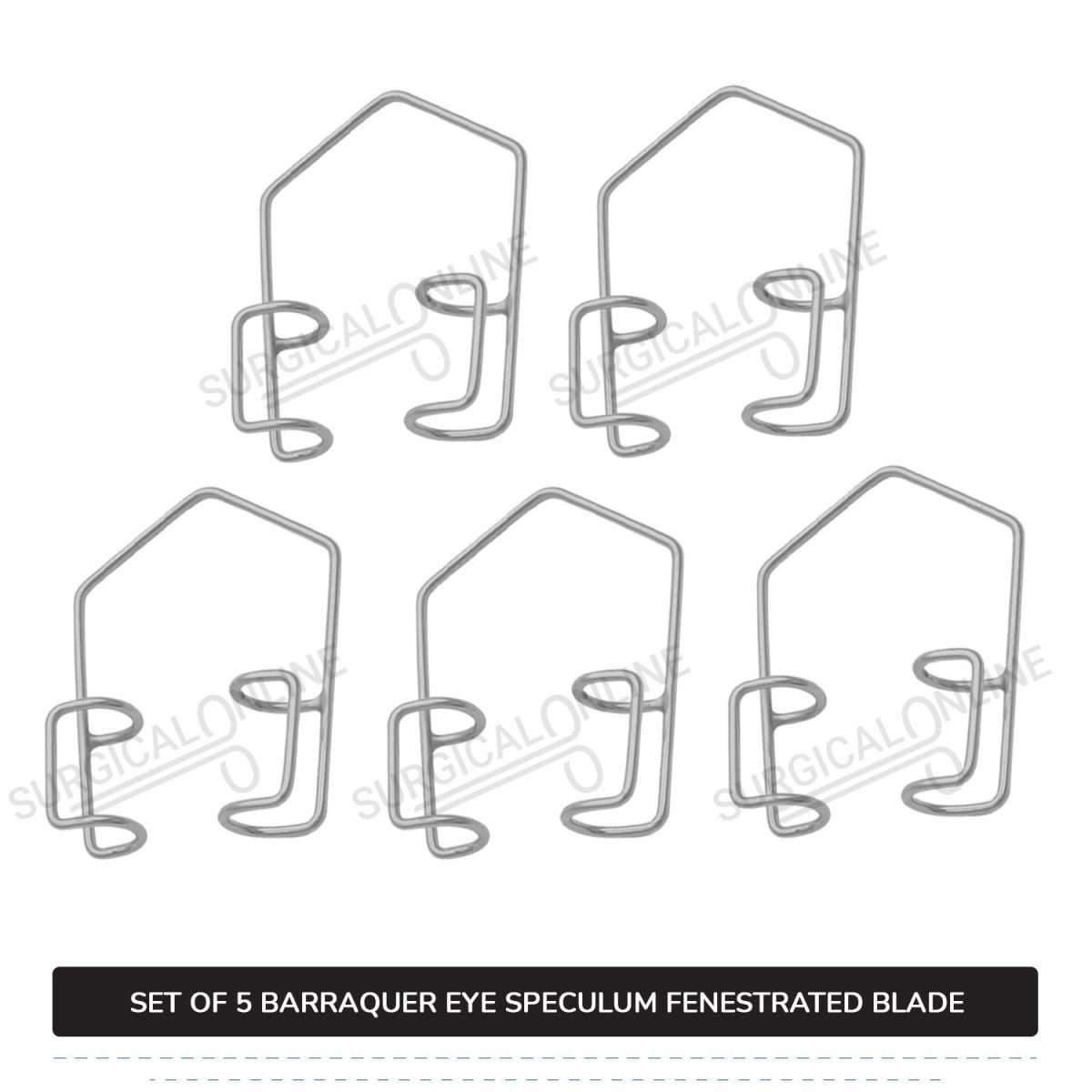 5 Pcs Barraquer Eye Speculum Set S, M, L, XL, & XXL with 2 Closed Wire Fenestrated Blades Ophthalmic Instruments