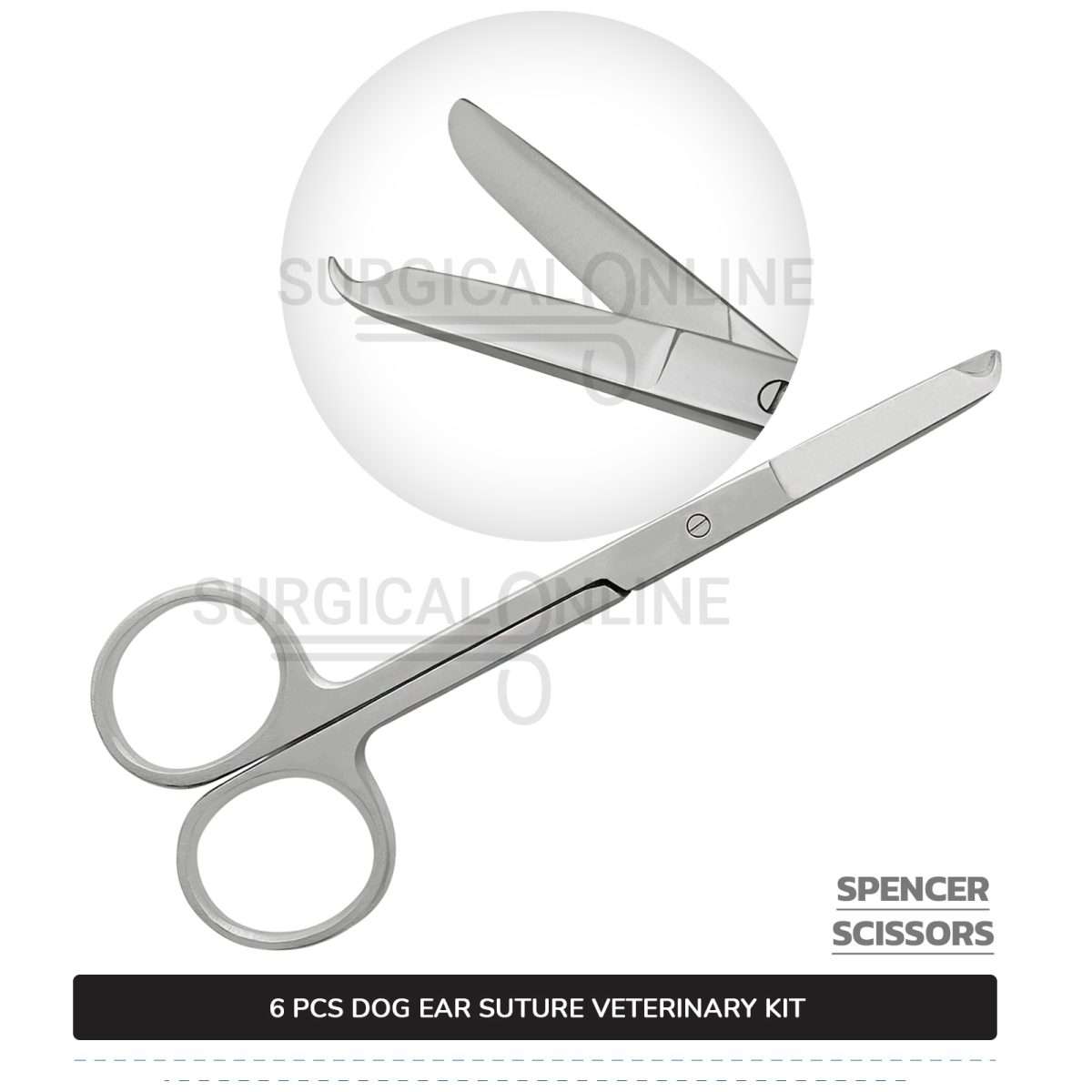 6 Pcs Dog Ear Suture Kit Stainless Steel Surgical Veterinary Instruments Set with ???? Surgical Scalpel Blades