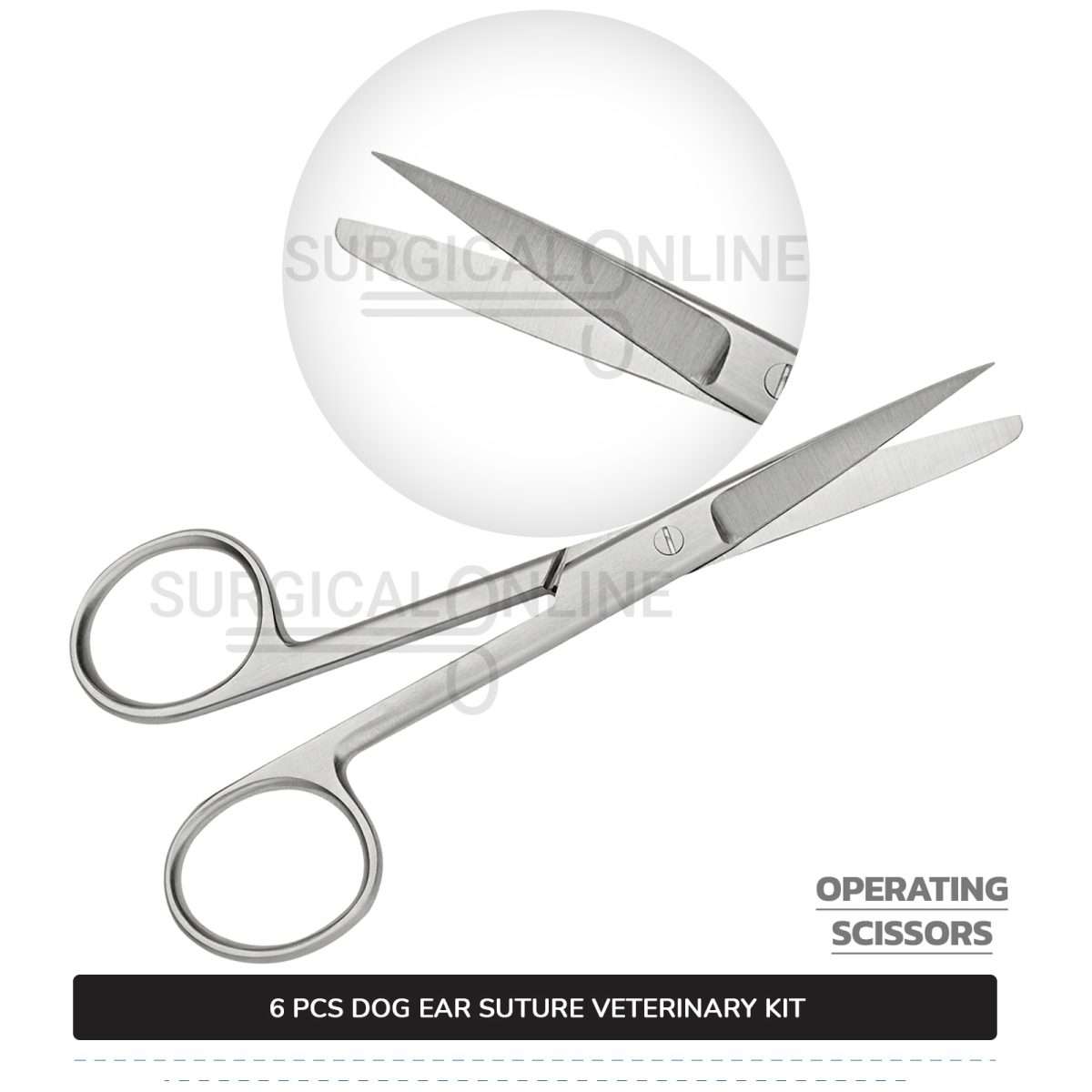 6 Pcs Dog Ear Suture Kit Stainless Steel Surgical Veterinary Instruments Set with ???? Surgical Scalpel Blades