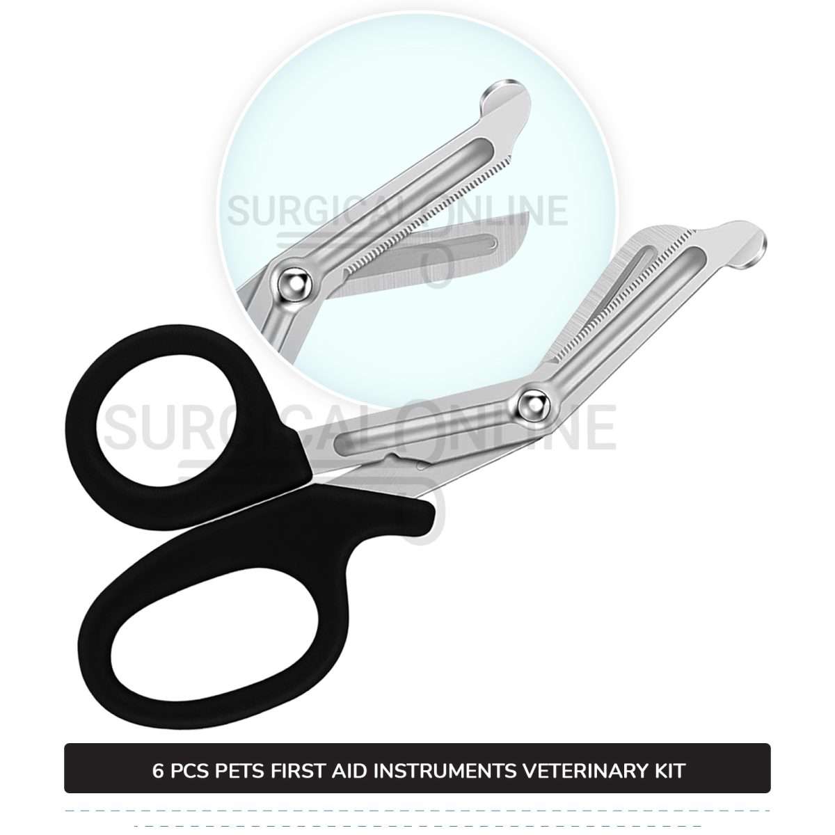 6 Pcs Pets First Aid Instruments Kit Stainless Steel Surgical Veterinary Instruments with ???? Carrying Case