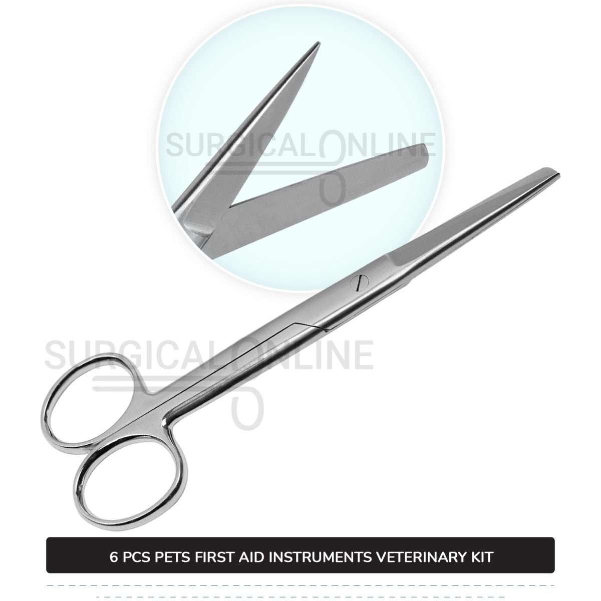 6 Pcs Pets First Aid Instruments Kit Stainless Steel Surgical Veterinary Instruments with ???? Carrying Case