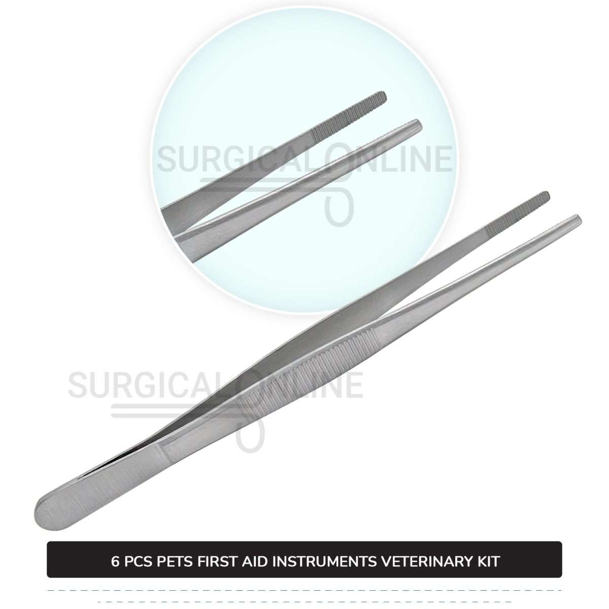 6 Pcs Pets First Aid Instruments Kit Stainless Steel Surgical Veterinary Instruments with ???? Carrying Case