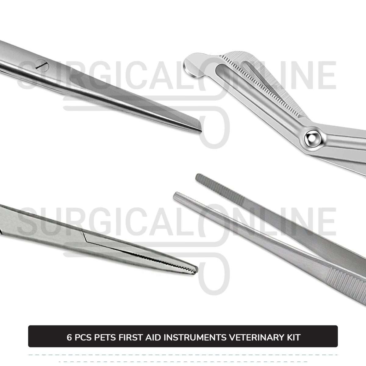 6 Pcs Pets First Aid Instruments Kit Stainless Steel Surgical Veterinary Instruments with ???? Carrying Case