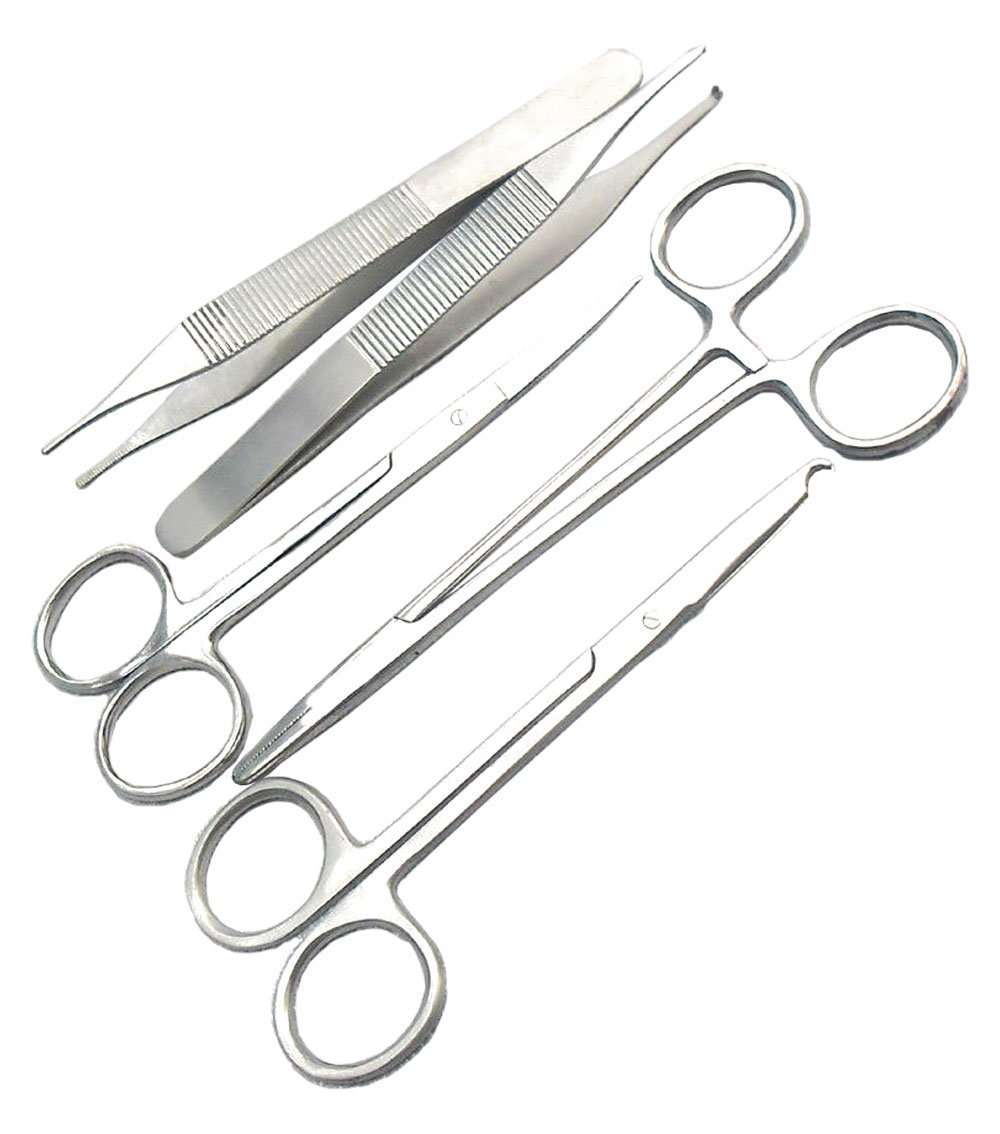 5 Pieces Scissors Forceps Hemostats Needle Holders
