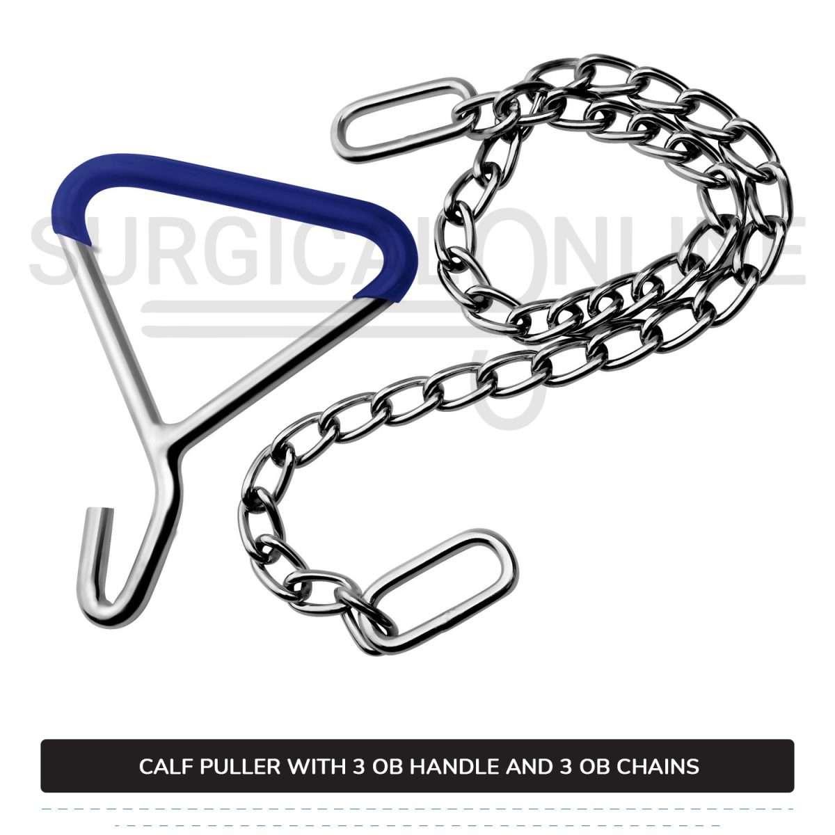 7 Pcs Calf Pulling Set, Ratchet Style Calf Puller with 3 OB Chains and 3 Handles Veterinary Instruments