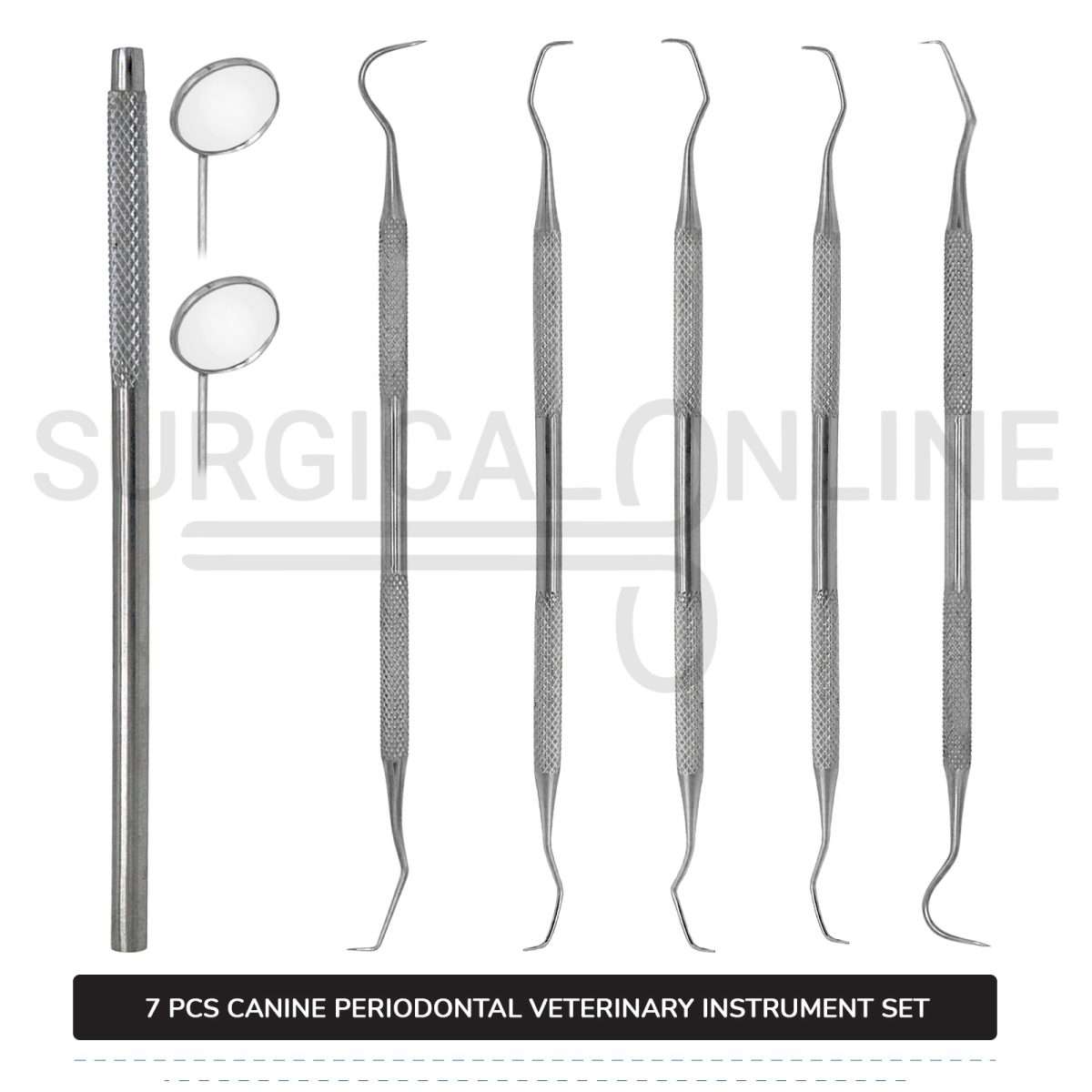 7 Pcs Canine Periodontal Instrument Pack Kit Stainless Steel Surgical Dental Veterinary Instruments Set