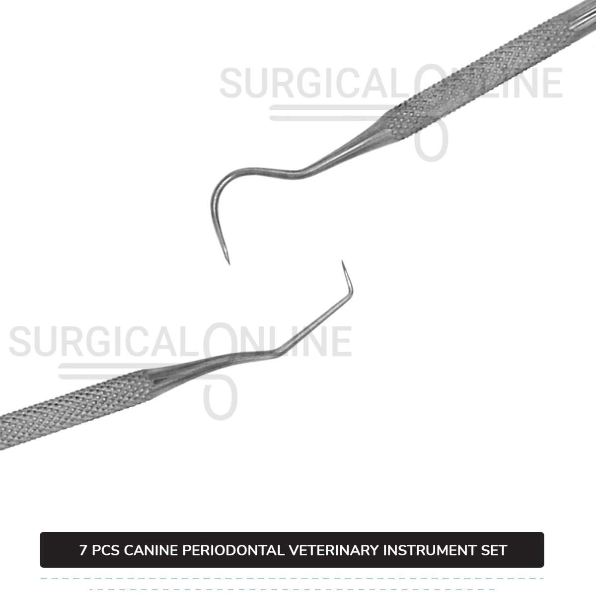 7 Pcs Canine Periodontal Instrument Pack Kit Stainless Steel Surgical Dental Veterinary Instruments Set