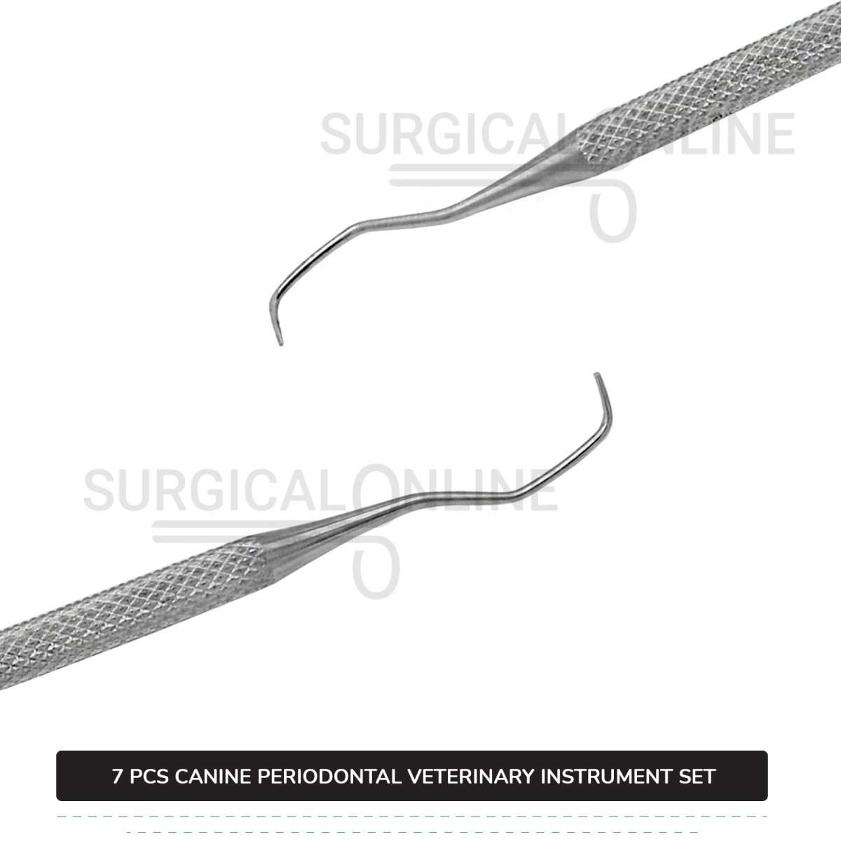 7 Pcs Canine Periodontal Instrument Pack Kit Stainless Steel Surgical Dental Veterinary Instruments Set