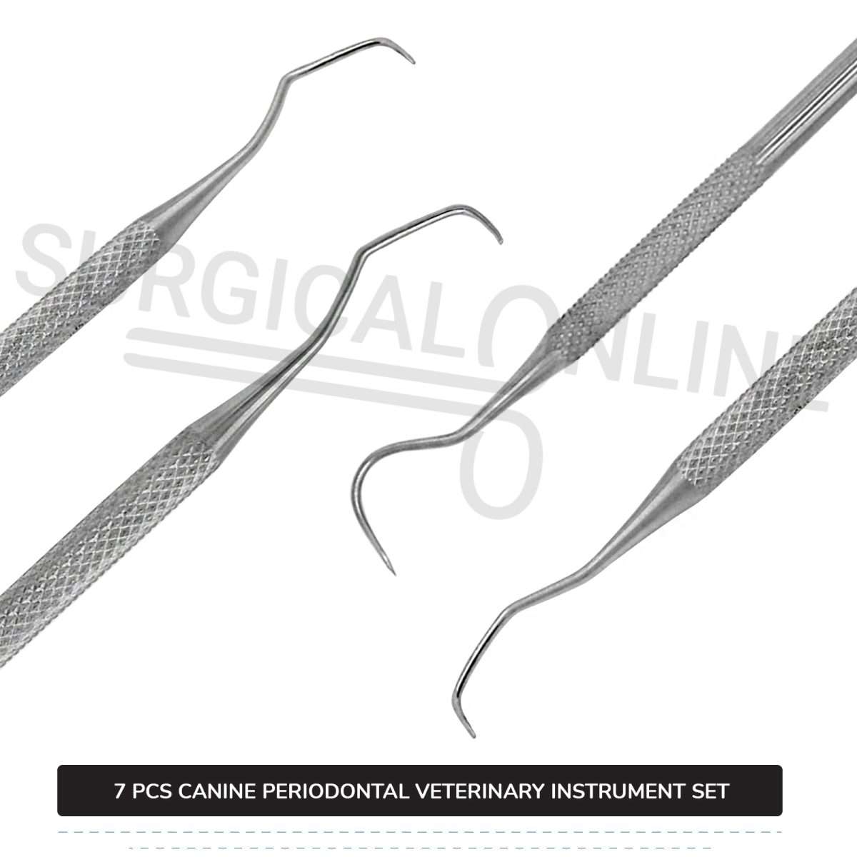 7 Pcs Canine Periodontal Instrument Pack Kit Stainless Steel Surgical Dental Veterinary Instruments Set