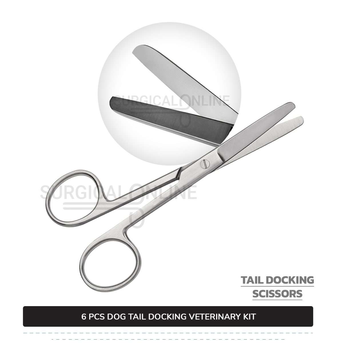 7 Pcs Dog Tail Docking Kit Stainless Steel Surgical Veterinary Instruments Set with ???? Surgical Scalpel Blades