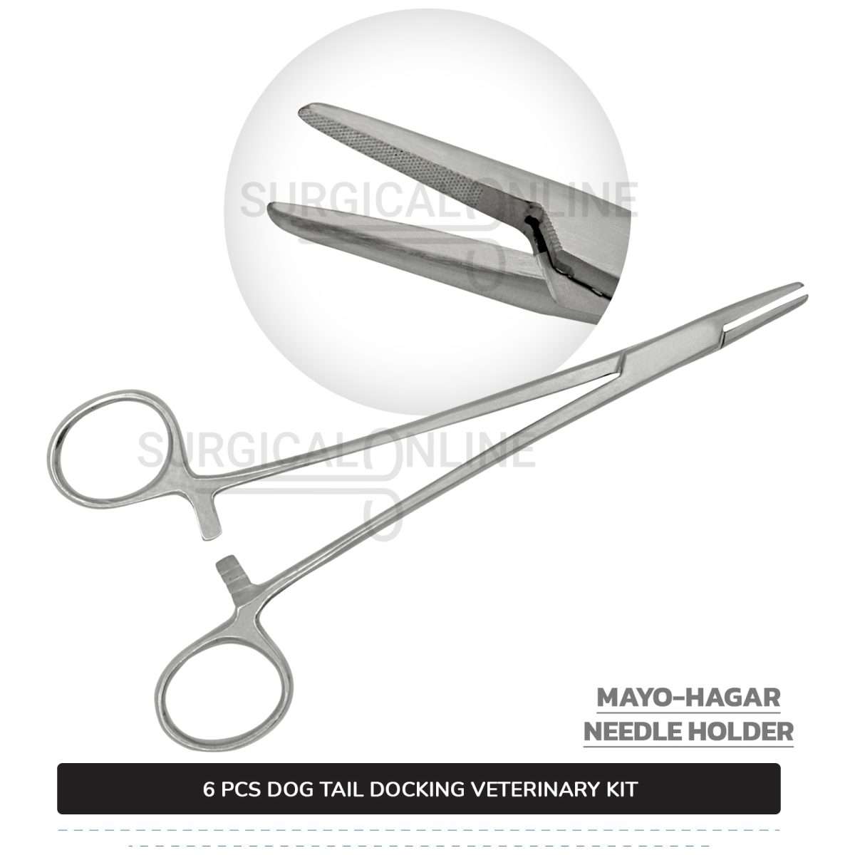 7 Pcs Dog Tail Docking Kit Stainless Steel Surgical Veterinary Instruments Set with ???? Surgical Scalpel Blades