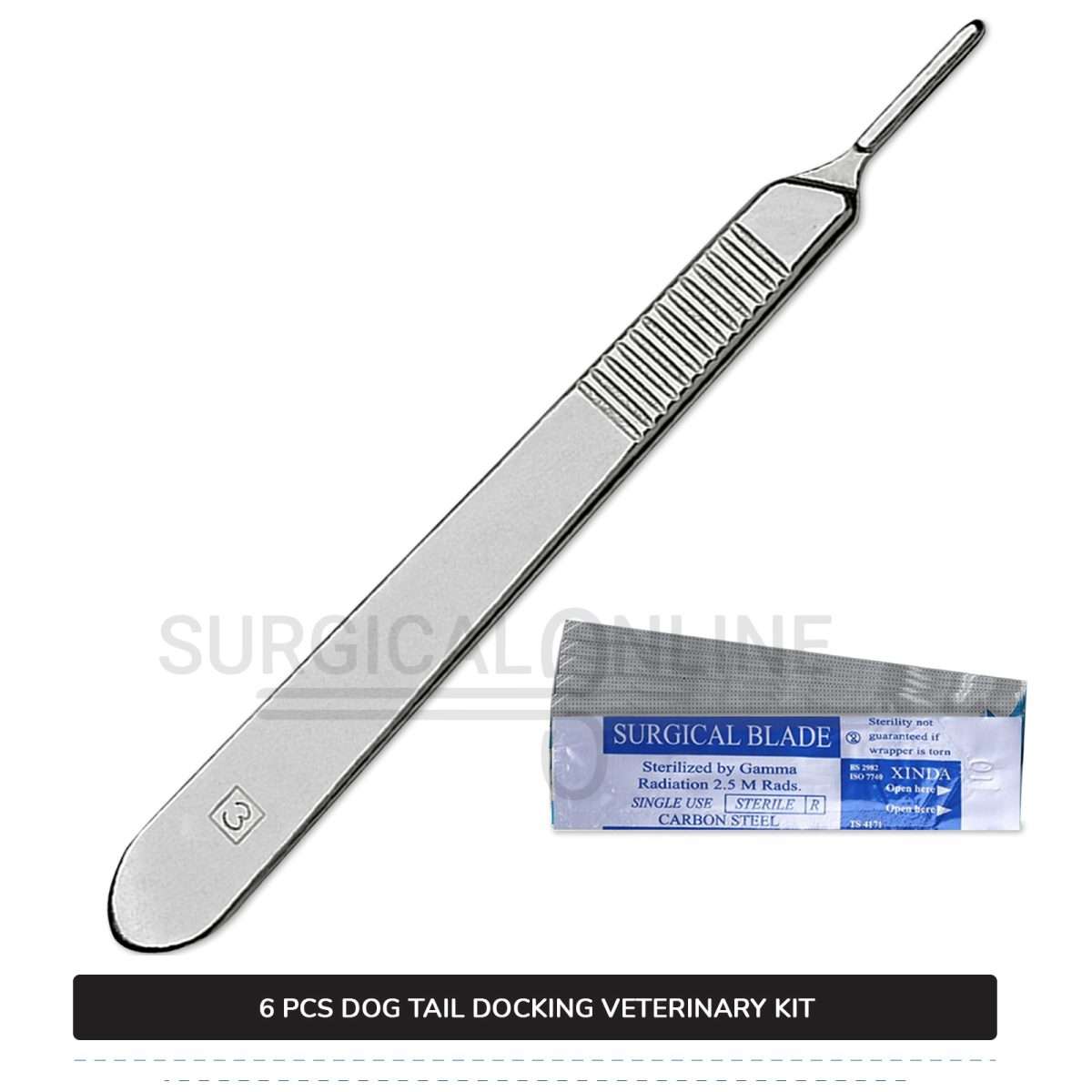 7 Pcs Dog Tail Docking Kit Stainless Steel Surgical Veterinary Instruments Set with ???? Surgical Scalpel Blades