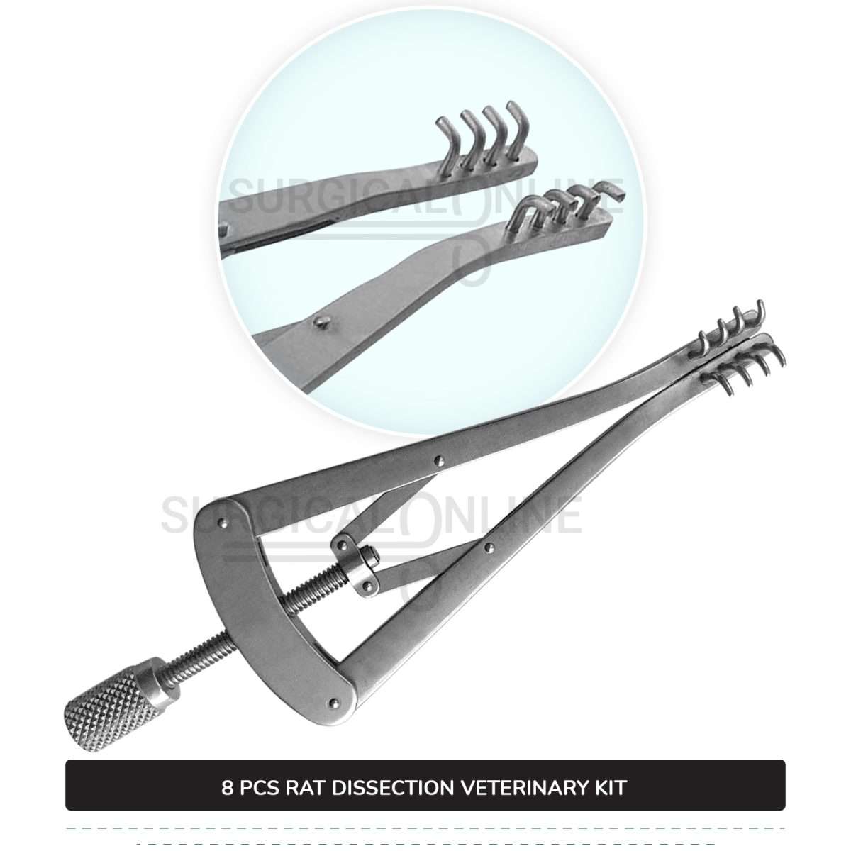8 Pcs Rat Dissection Kit Stainless Steel Surgical Biology Anatomy Veterinary Instruments Set