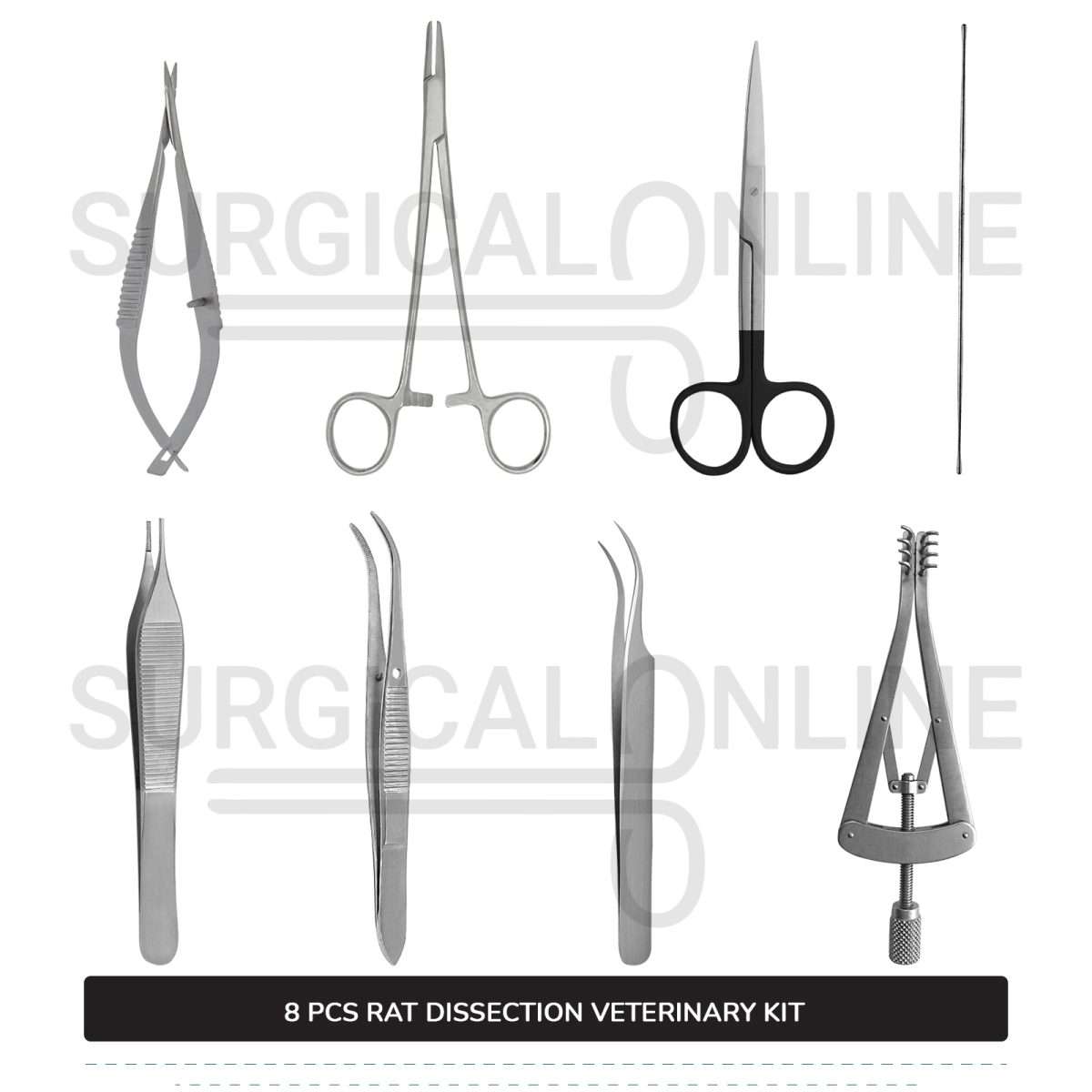 8 Pcs Rat Dissection Kit Stainless Steel Surgical Biology Anatomy Veterinary Instruments Set