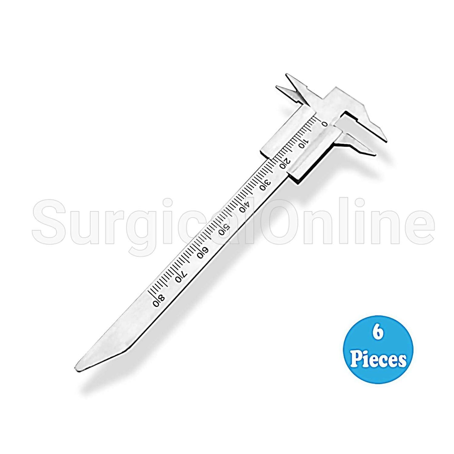 6 Pcs Dental Vernier Double Ended 0-80mm Measuring Dental Lab