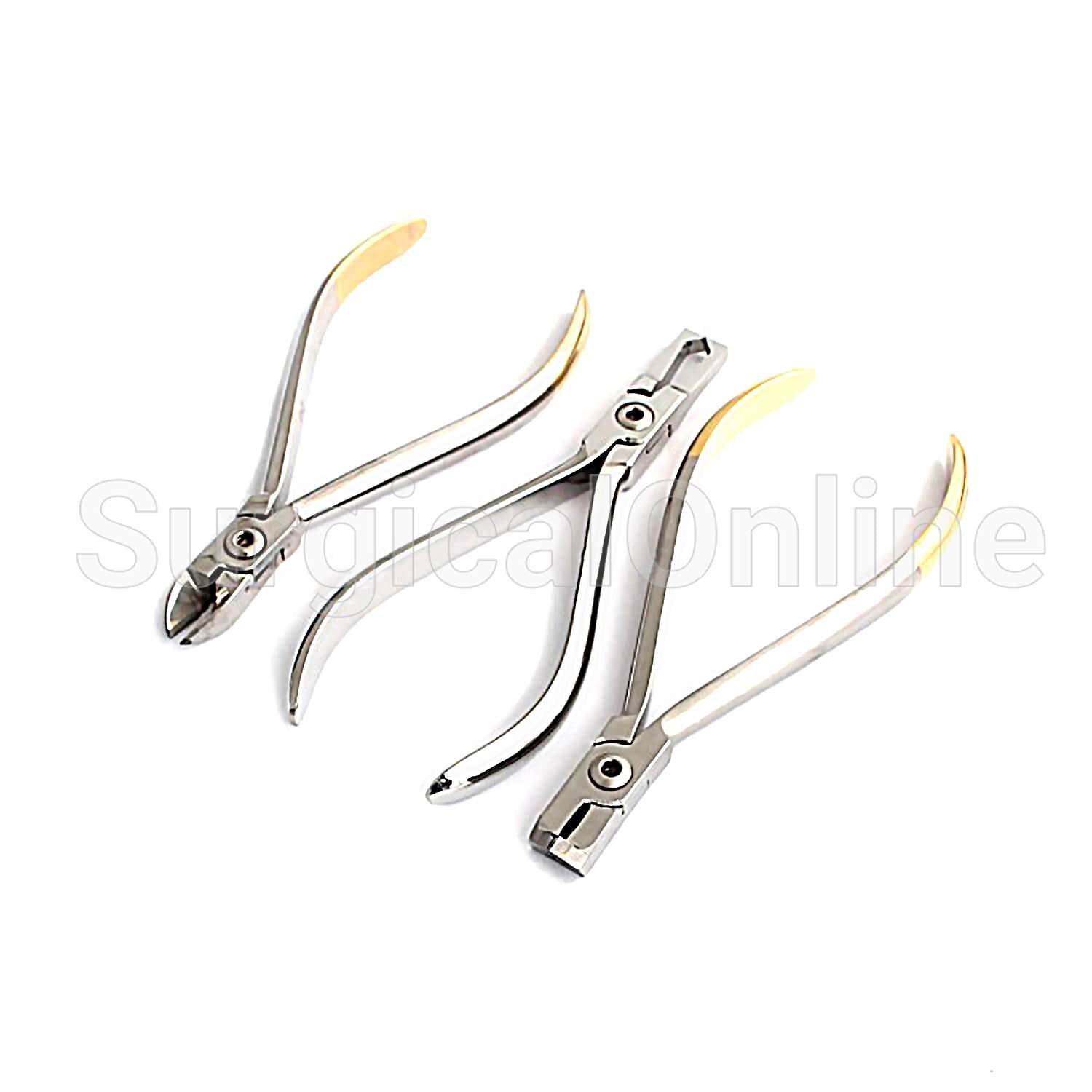 4-Piece Orthodontic Instrument Set - Hard Wire Cutter, Distal End Cutter & Mathieu Bracket Remover