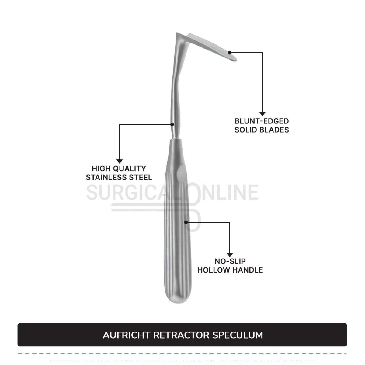 Aufricht Nasal Retractor Speculum 6 1/2" (16.5 cm), Solid Blade 45 mm Surgical ENT & Diagnostic