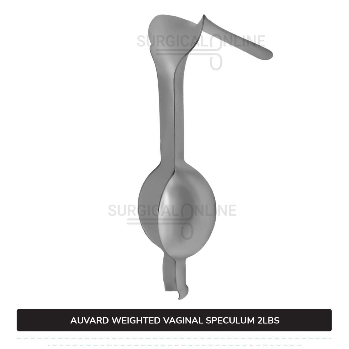 Auvard Weighted Speculum 2Lbs (909 G), Straight Blade 1 1/2" (3.8 cm) X 3 1/4" (8.3 cm), Slightly Angled 75°