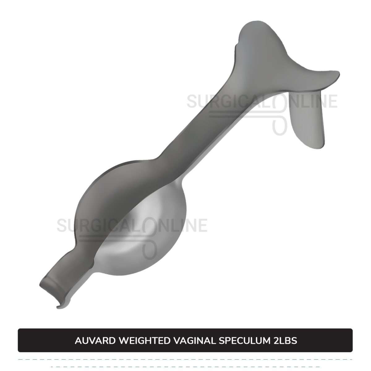 Auvard Weighted Speculum 2Lbs (909 G), Straight Blade 1 1/2" (3.8 cm) X 3 1/4" (8.3 cm), Slightly Angled 75°