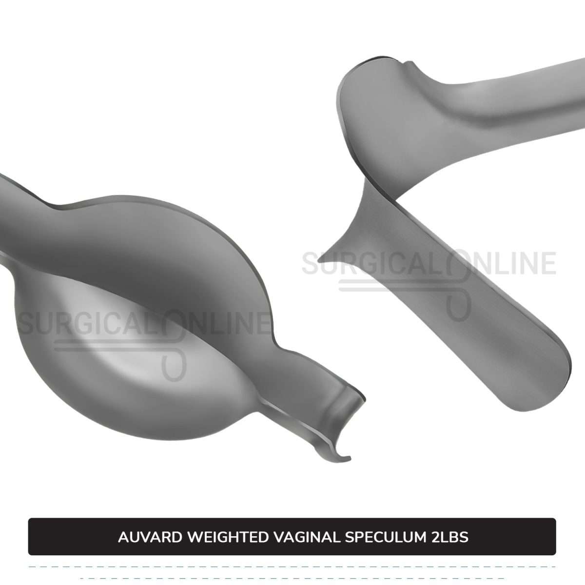 Auvard Weighted Speculum 2Lbs (909 G), Straight Blade 1 1/2" (3.8 cm) X 3 1/4" (8.3 cm), Slightly Angled 75°