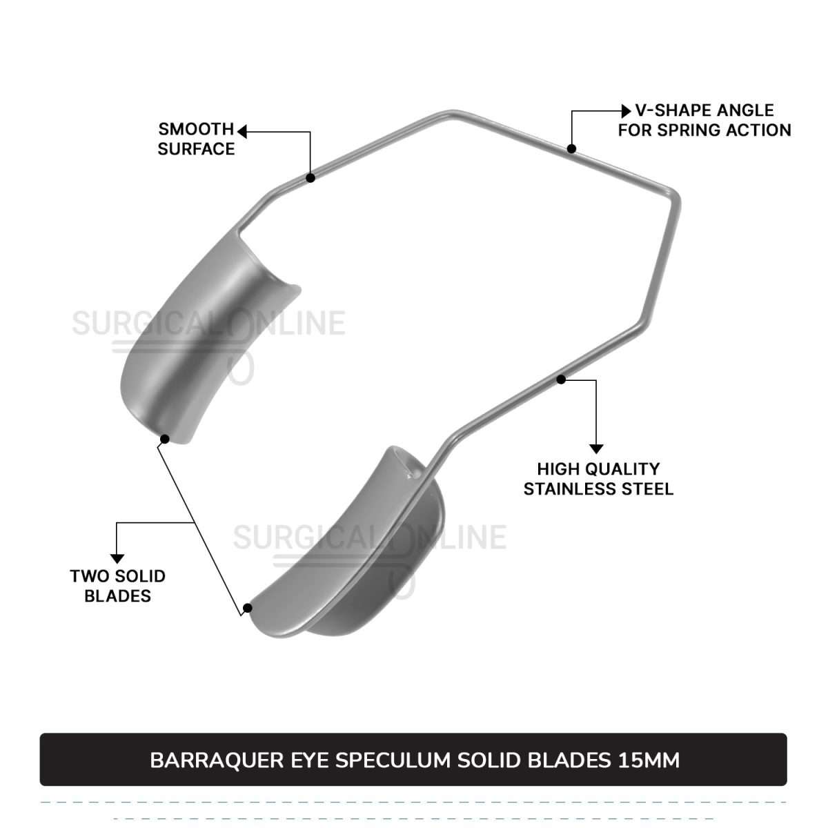 Barraquer Eye Speculum Large With Two Solid Blades 15mm Ophthalmic Surgical Instruments