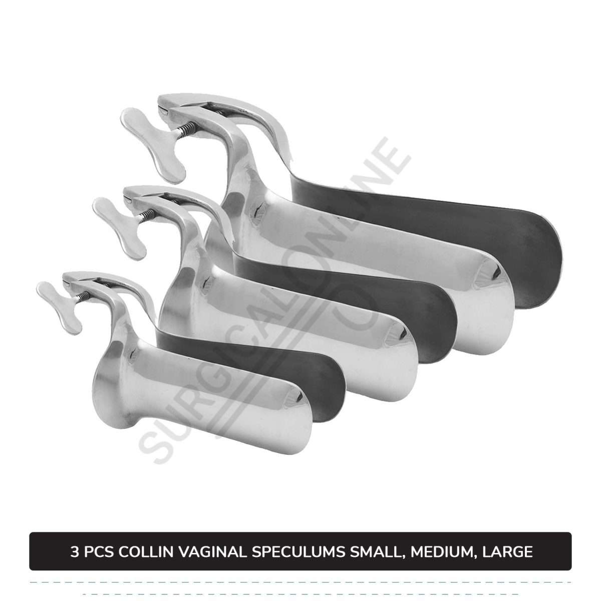 Set of 3 Pcs Collin Vaginal Speculum, Small, Medium, & Large OB/GYN