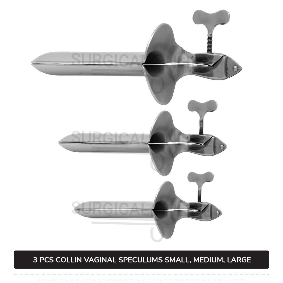 Set of 3 Pcs Collin Vaginal Speculum, Small, Medium, & Large OB/GYN