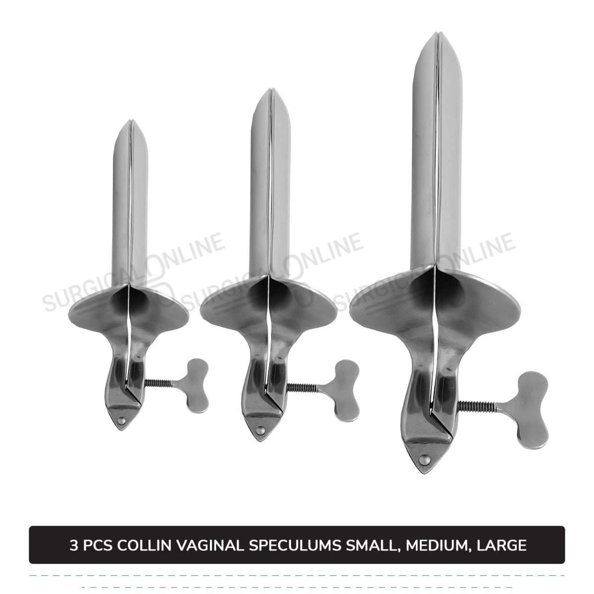 Set of 3 Pcs Collin Vaginal Speculum, Small, Medium, & Large OB/GYN