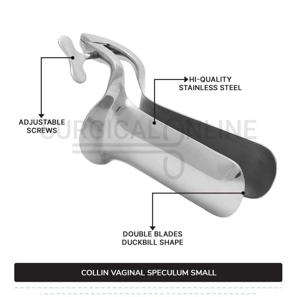 Collin Vaginal Speculum, Small Size 1 1/4" (3.0 cm) X 3 3/4" (9.5 cm)