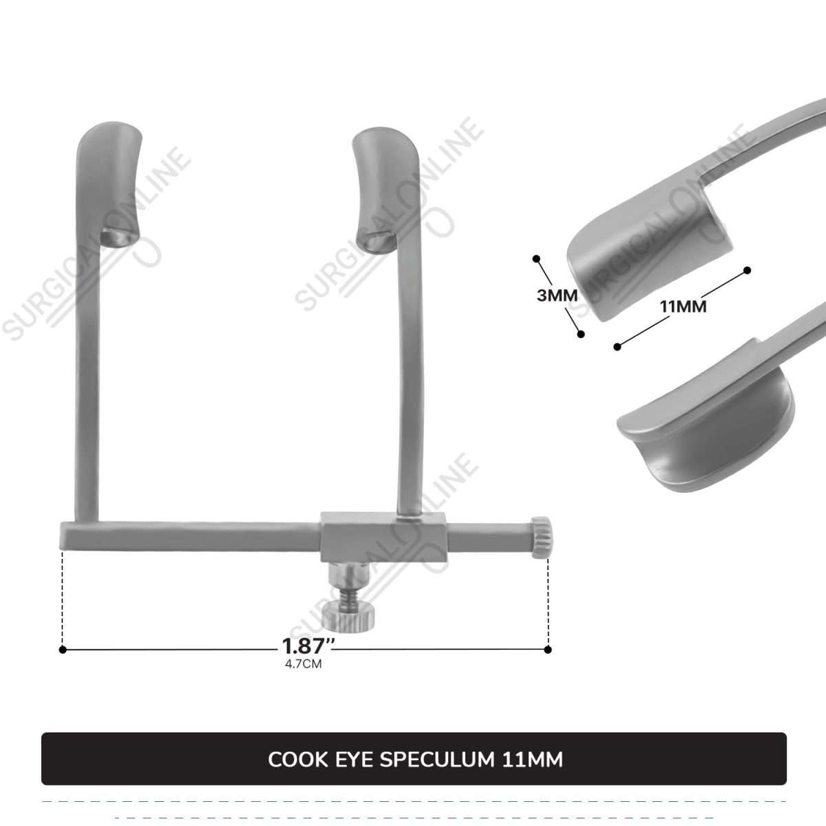 Cook Eye Speculum Child 1 7/8″ (4.7cm) With Solid Blades 11mm x 3mm Spread 27mm Ophthalmic Instruments