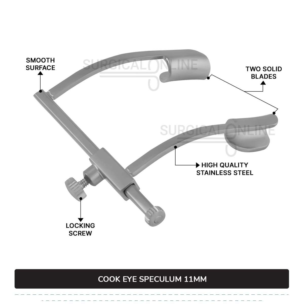 Cook Eye Speculum Child 1 7/8″ (4.7cm) With Solid Blades 11mm x 3mm Spread 27mm Ophthalmic Instruments