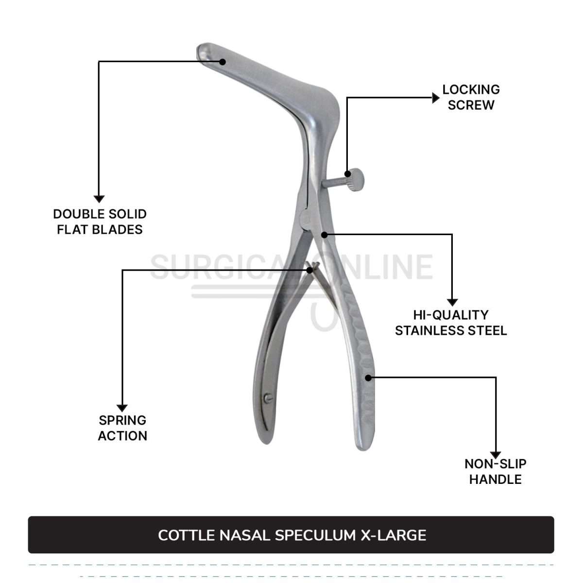 Cottle Septum Speculum X-Large 6″ (15.2 cm), With Set Screw, Narrow 90mm Long Blades