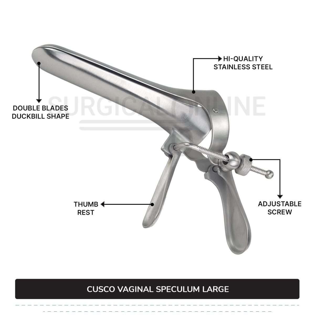 Cusco Vaginal Speculum Large, With Side Screw, 1 3/8" (3.5 cm) X 4 1/2" (11.4 cm)