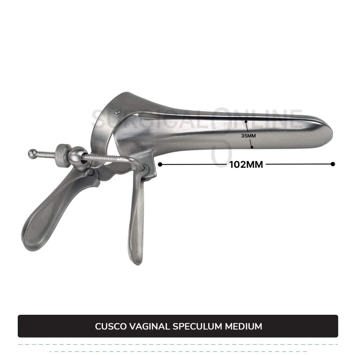 Cusco Vaginal Speculum Medium, With Side Screw, 1 3/8" (3.5 cm) X 4" (10.2 cm)