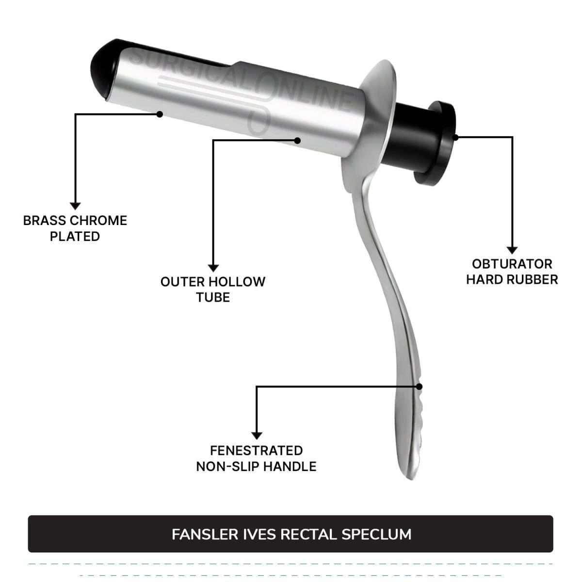 Fansler-Ives Rectal Speculum 2 3/4 x 1 1/8" Hollow Tube With Obturator, 3 1/4" Handle