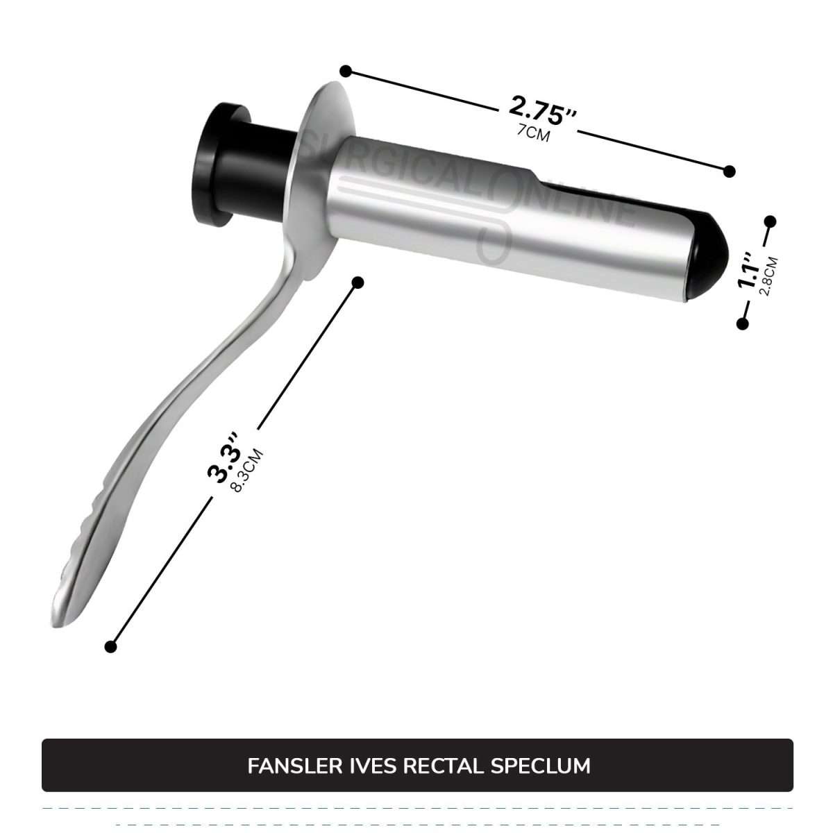 Fansler-Ives Rectal Speculum 2 3/4 x 1 1/8" Hollow Tube With Obturator, 3 1/4" Handle