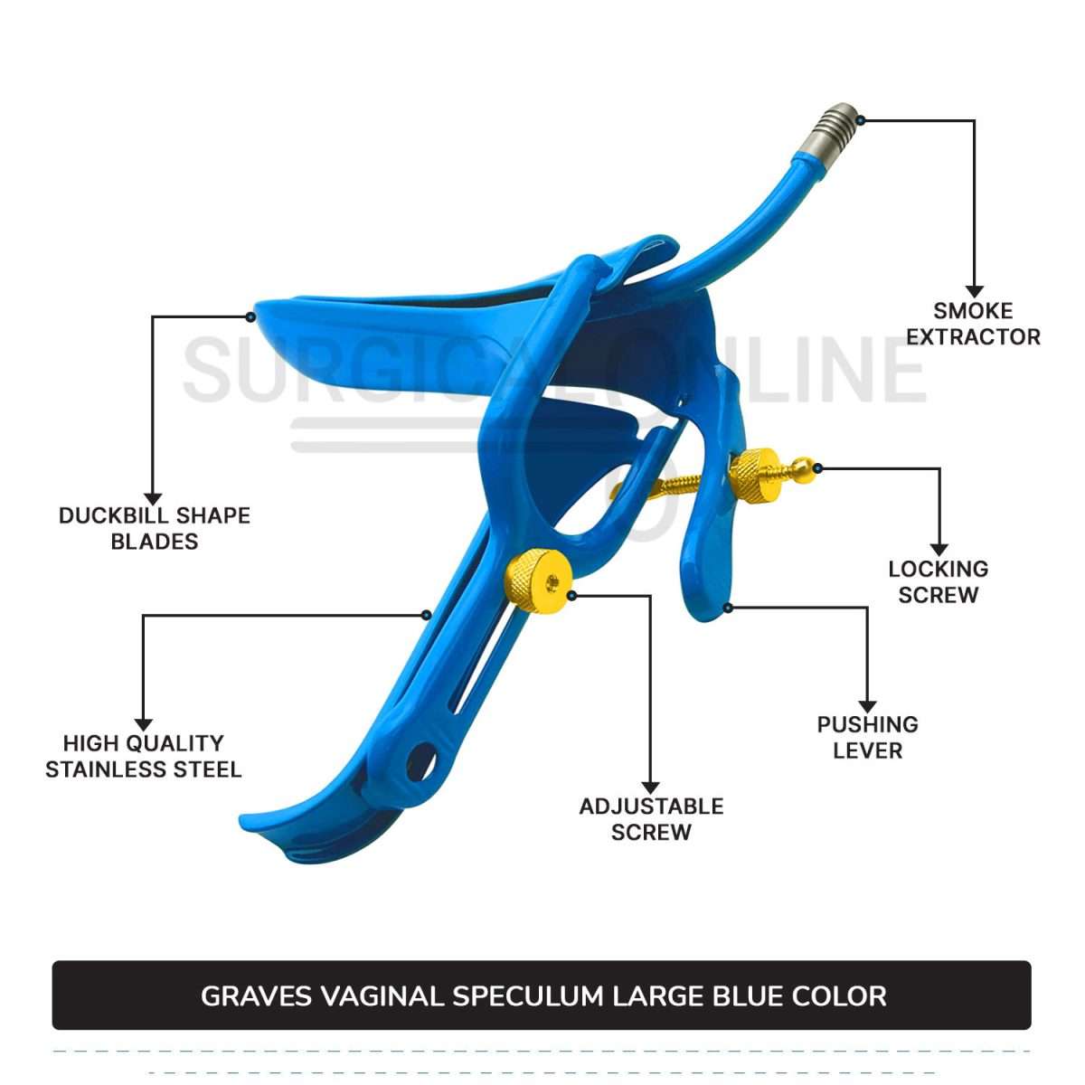 Grave Vaginal Speculum Large LLETZ LEEP Blue Teflon Cover
