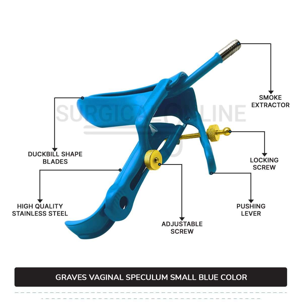 Grave Vaginal Speculum Small LLETZ LEEP Blue Teflon Cover