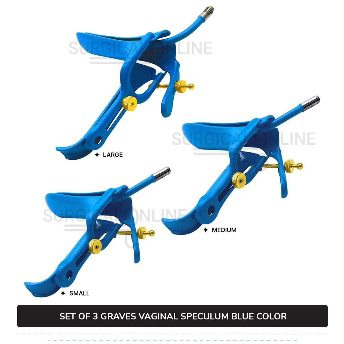 Set of 3 Pcs Grave Vaginal Speculum LLETZ LEEP Blue Teflon Cover