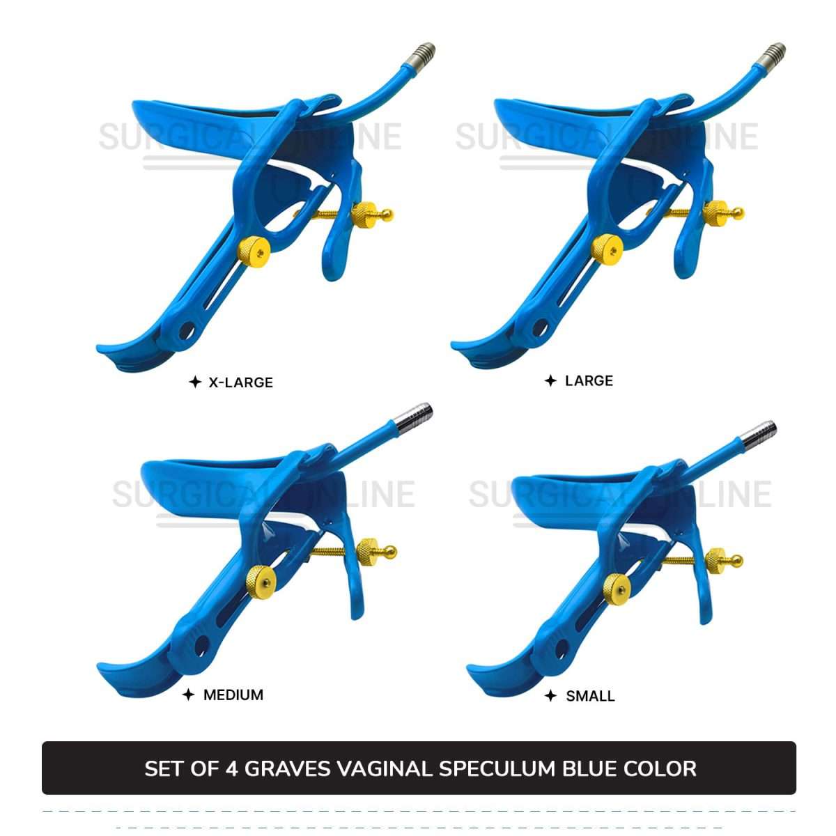 Set of 4 Pcs Grave Vaginal Speculum LLETZ LEEP Blue Teflon Cover