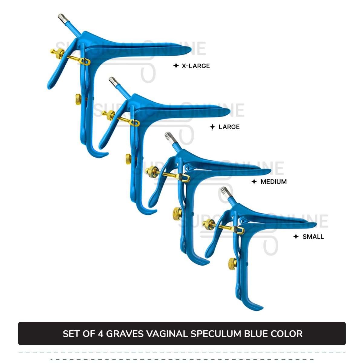 Set of 4 Pcs Grave Vaginal Speculum LLETZ LEEP Blue Teflon Cover