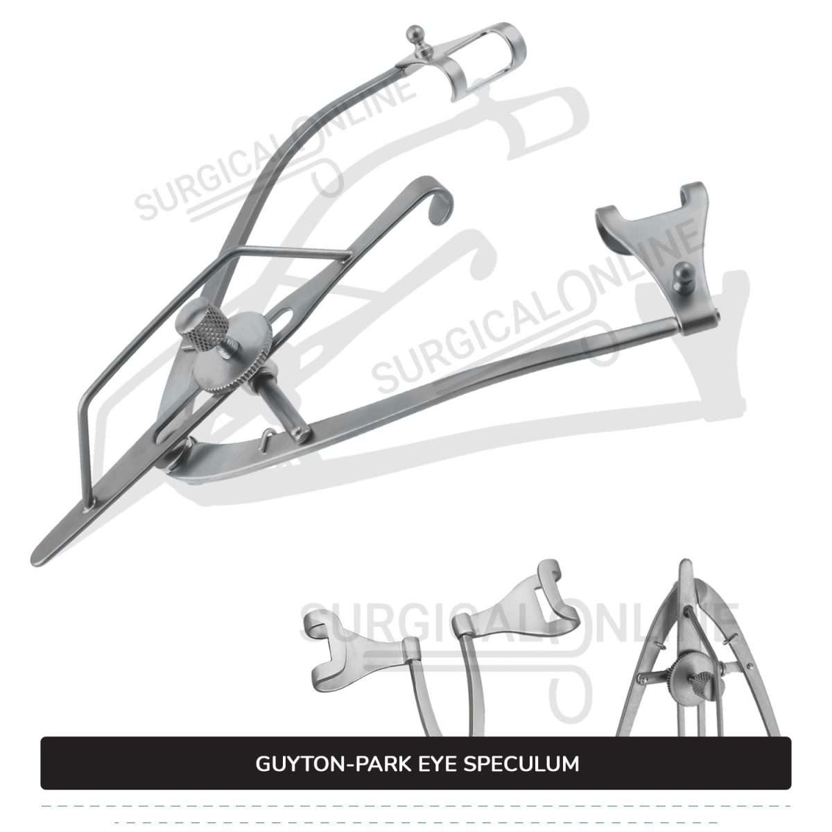 Guyton-Park Eye Speculum 3 1/2" (8.9 cm), Fenestrated Blades 14 mm wide, with Suture Posts Ophthalmic Instruments