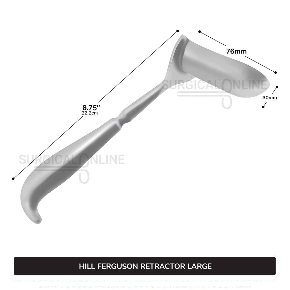 Hill Ferguson Rectal Retractor Large 8 3/4″ (22.2cm) Long, 1 1/5″ (3 cm) X 3″ (7.6 cm) Blades Surgical Veterinary