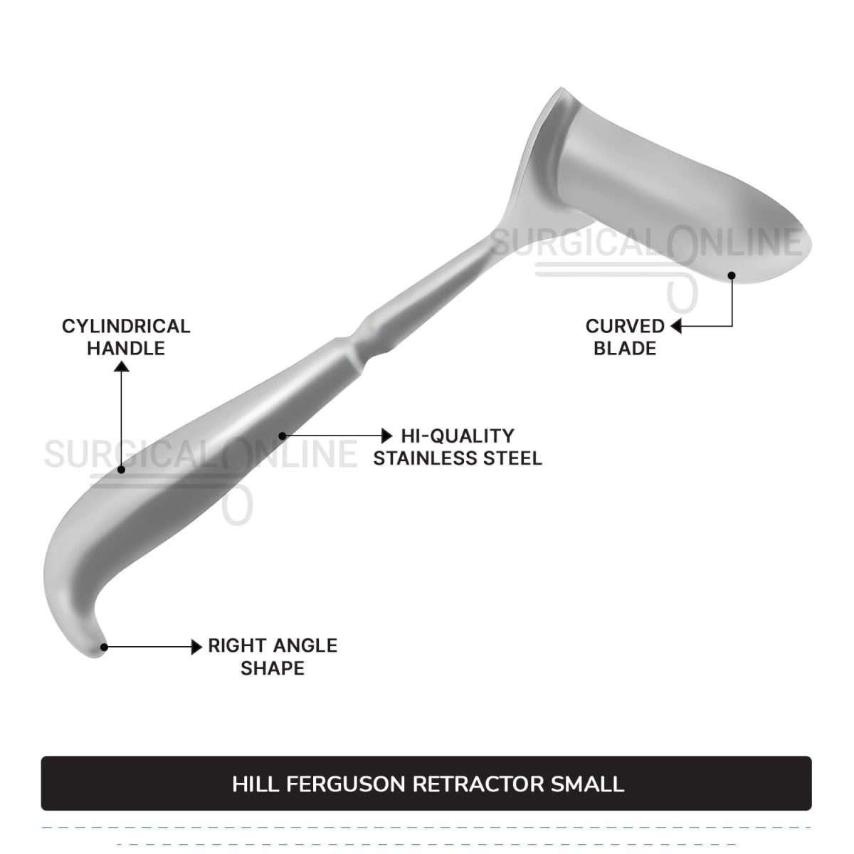 Hill Ferguson Rectal Retractor Small 8 1/2" (21.6cm) Long, 7/8" (2.2 cm) X 2 1/2" (6.4 cm) Blades Surgical Veterinary