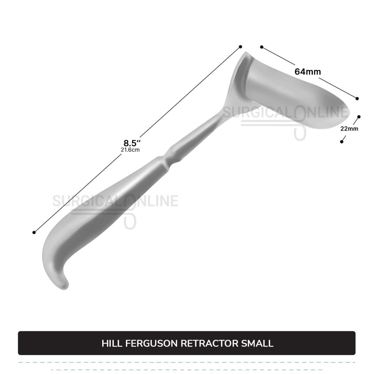 Hill Ferguson Rectal Retractor Small 8 1/2" (21.6cm) Long, 7/8" (2.2 cm) X 2 1/2" (6.4 cm) Blades Surgical Veterinary