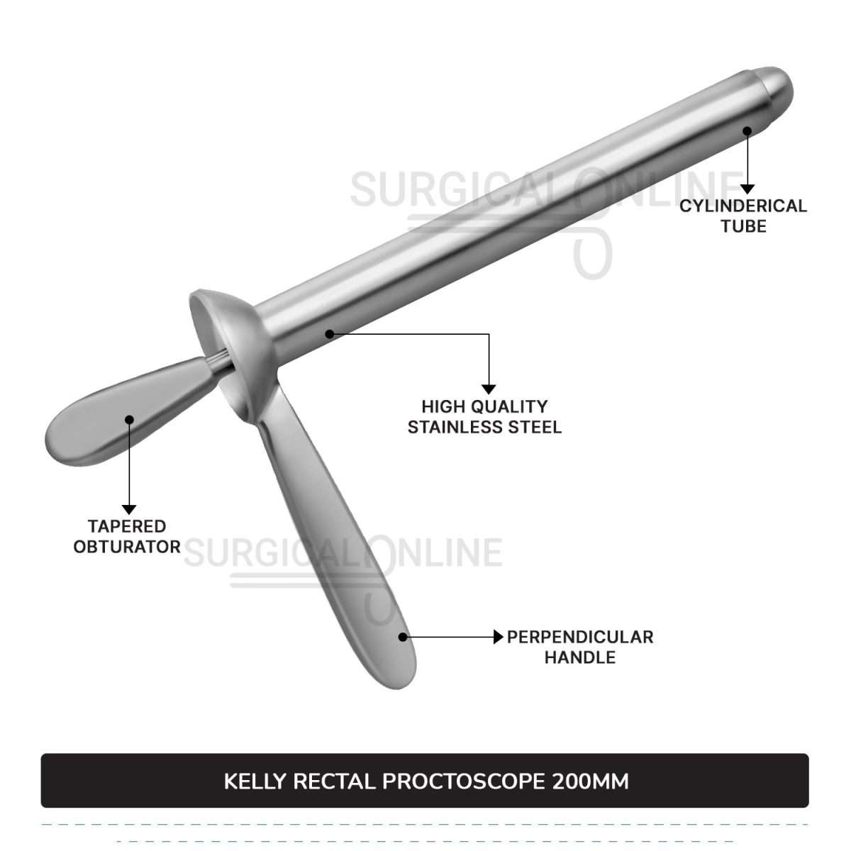 Kelly Anal Proctoscope, 8" (20 cm) Long X 7/8" (2.2 cm), Outer Diameter With Obturator Rectal Speculum